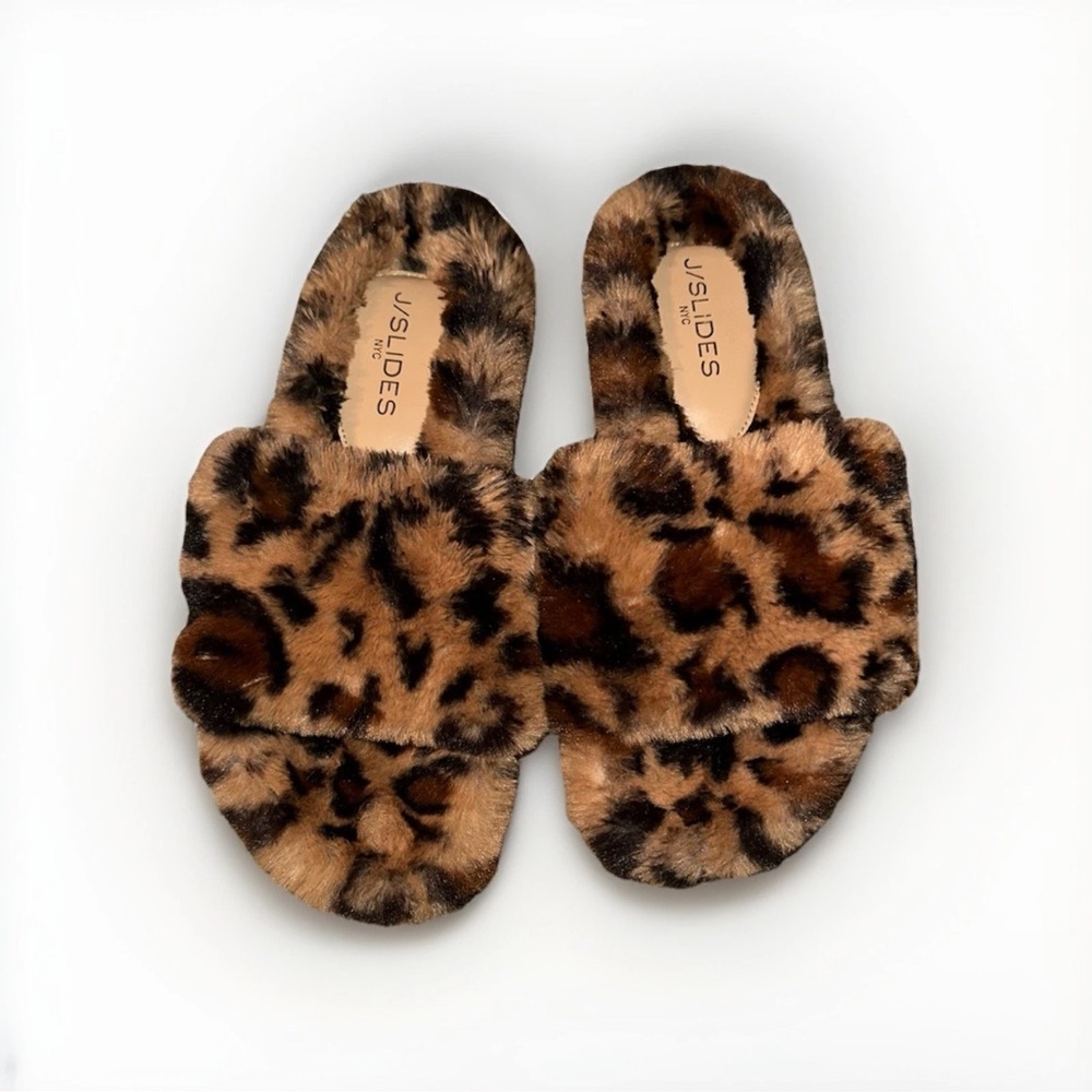 J/SLIDES Leopard Faux Fur Slippers
